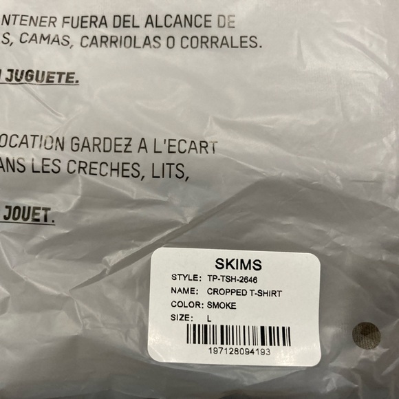 SKIMS COTTON LOGO SUPER CROPPED T-SHIRT SZ LARGE COLOR SMOKE - Picture 9 of 9